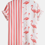 Ensemble — chemise à empiècements rayés et flamants roses & short de bain