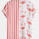 Ensemble — chemise à empiècements rayés et flamants roses & short de bain