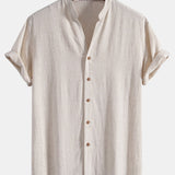 Ensemble — chemise en lin et viscose à col V & short à cordon en lin et coton