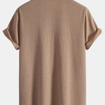 Ensemble — chemise cubaine gaufrée à manches courtes & pantalon en lin à jambe droite
