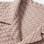 Ensemble — chemise cubaine jacquard pied-de-poule & pantalon en lin à jambe droite