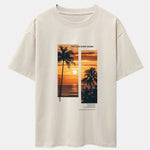 Ensemble — t-shirt oversize à imprimé paysage de palmiers et slogan & short de bain