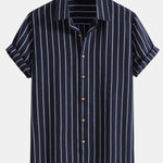 Ensemble — chemise rayée en coton mélangé & short texturé froissé à cordon