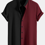 Ensemble — chemise côtelée bicolore à col officier coupe ajustée & short