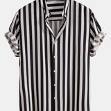 Ensemble — chemise rayée à col officier & short de bain