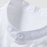 Ensemble — chemise en lin et coton à col officier & pantalon en lin et coton
