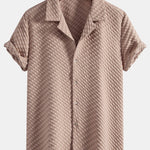 Ensemble — chemise cubaine jacquard pied-de-poule & pantalon en lin à jambe droite