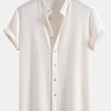 Ensemble — chemise gaufrée à col officier & short gaufré à cordon