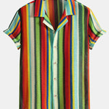 Ensemble Améline — chemise cubaine gaufrée à rayures colorées & short de bain