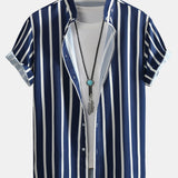 Ensemble — chemise boutonnée rayée & short de bain mi-long à cordon