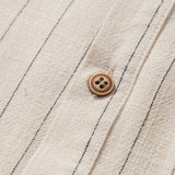 Ensemble — chemise rayée en lin mélangé à col henley & short en lin et coton