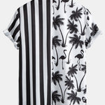 Ensemble — chemise patchwork à imprimé palmiers, flamants roses et rayures & short de bain