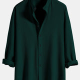 Ensemble — chemise côtelée à col officier et manches longues coupe ajustée & pantalon en lin