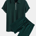 Ensemble — polo côtelé demi-zip coupe ajustée & short
