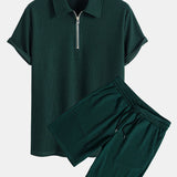 Ensemble — polo côtelé demi-zip coupe ajustée & short