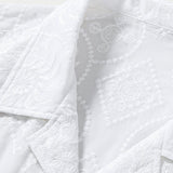 Ensemble — chemise cubaine brodée à fleurs & pantalon en lin à jambe droite