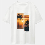 Ensemble — t-shirt oversize à imprimé paysage de palmiers et slogan & short de bain