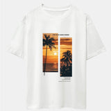 Ensemble — t-shirt oversize à imprimé paysage de palmiers et slogan & short de bain