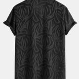 Ensemble Améline — chemise cubaine texturée jacquard & pantalon en lin à jambe droite