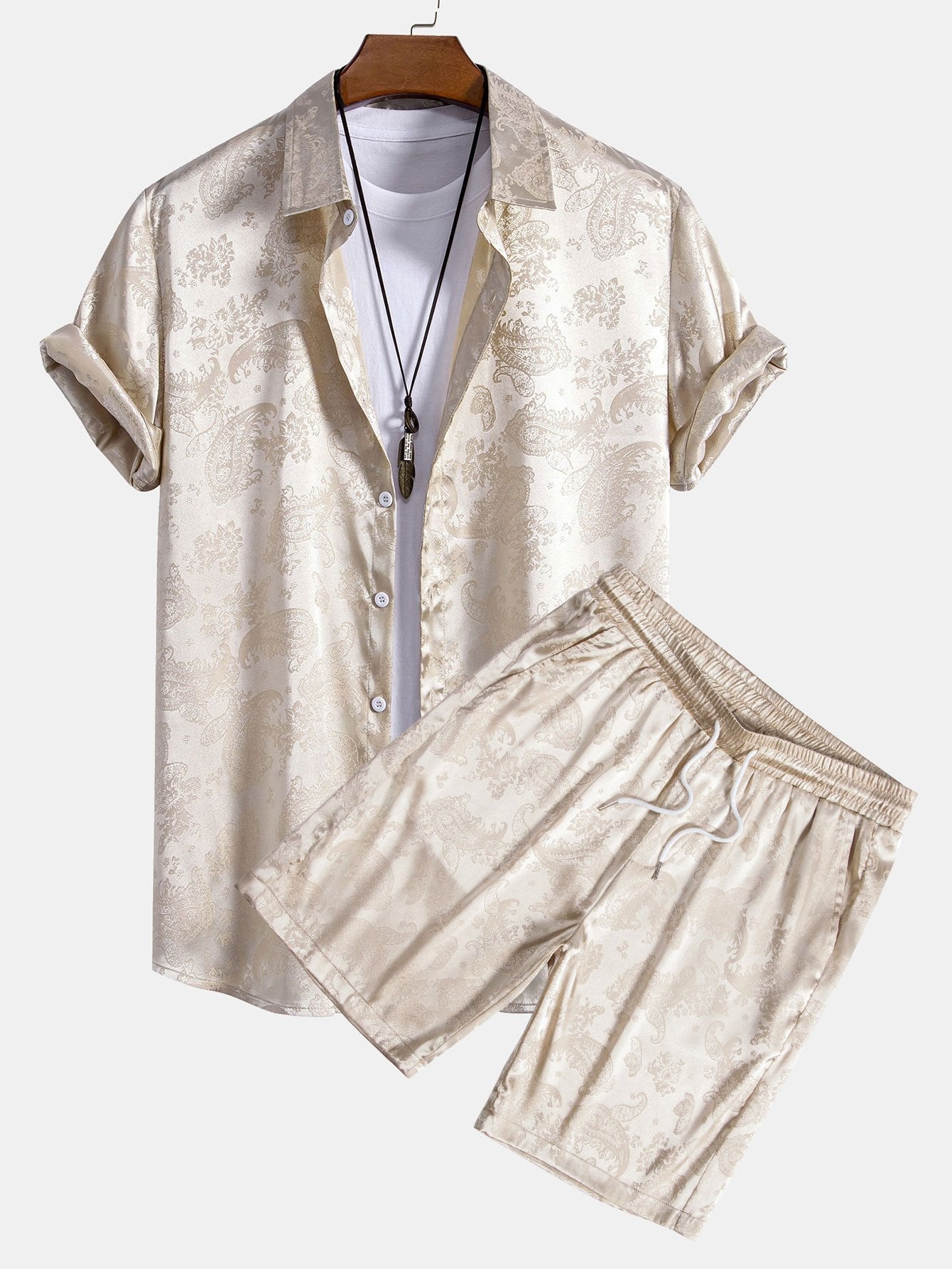 Ensemble — chemise en satin à imprimé paisley & short