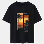 Ensemble — t-shirt oversize à imprimé paysage de palmiers et slogan & short de bain