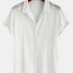 Ensemble — chemise cubaine texturée géométrique & short chino