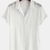 Ensemble — chemise cubaine texturée géométrique & short chino