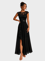 Justyna | Robe longue trapèze à volants et dentelle