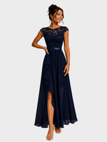 Justyna | Robe longue trapèze à volants et dentelle