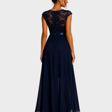 Justyna | Robe longue trapèze à volants et dentelle