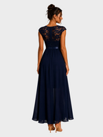 Justyna | Robe longue trapèze à volants et dentelle