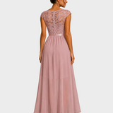 Justyna | Robe longue trapèze à volants et dentelle