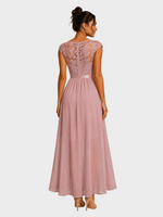 Justyna | Robe longue trapèze à volants et dentelle