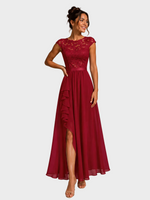 Justyna | Robe longue trapèze à volants et dentelle