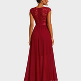 Justyna | Robe longue trapèze à volants et dentelle