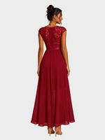 Justyna | Robe longue trapèze à volants et dentelle