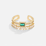 Sabine – Bague plaquée or avec accents vert émeraude