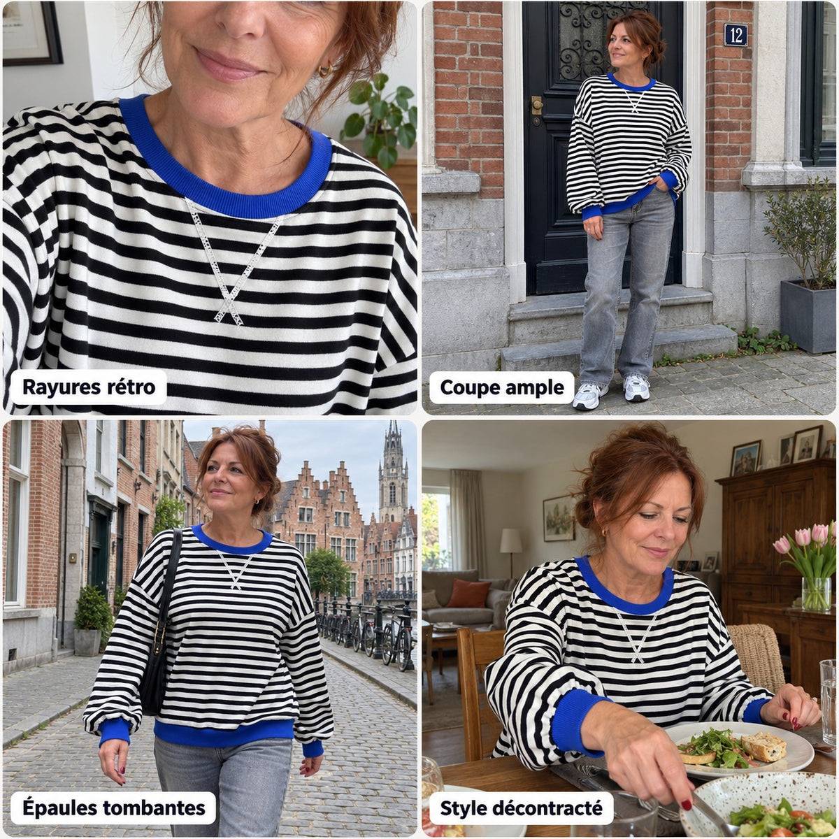 Léonie | Sweat ample à rayures rétro