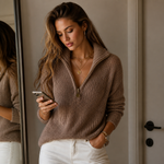 Edwige | Pull en maille à col montant zippé