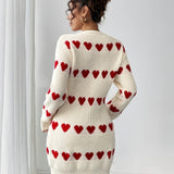 Valérie | Robe courte en maille à motif cœurs