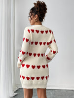 Valérie | Robe courte en maille à motif cœurs