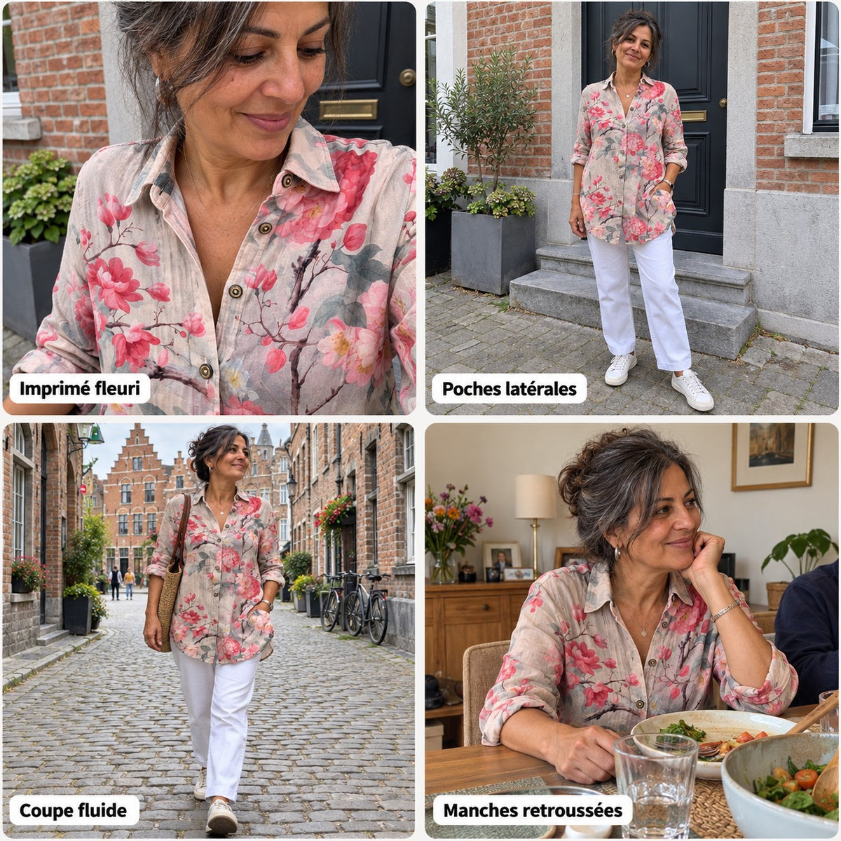 Lucienne | Blouse fleurie vintage à poches