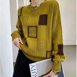 Lydie | Pull ample en maille à carreaux ajourés