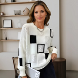Lydie | Pull ample en maille à carreaux ajourés