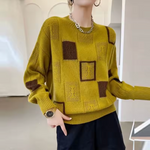 Lydie | Pull ample en maille à carreaux ajourés
