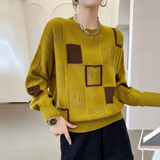 Lydie | Pull ample en maille à carreaux ajourés