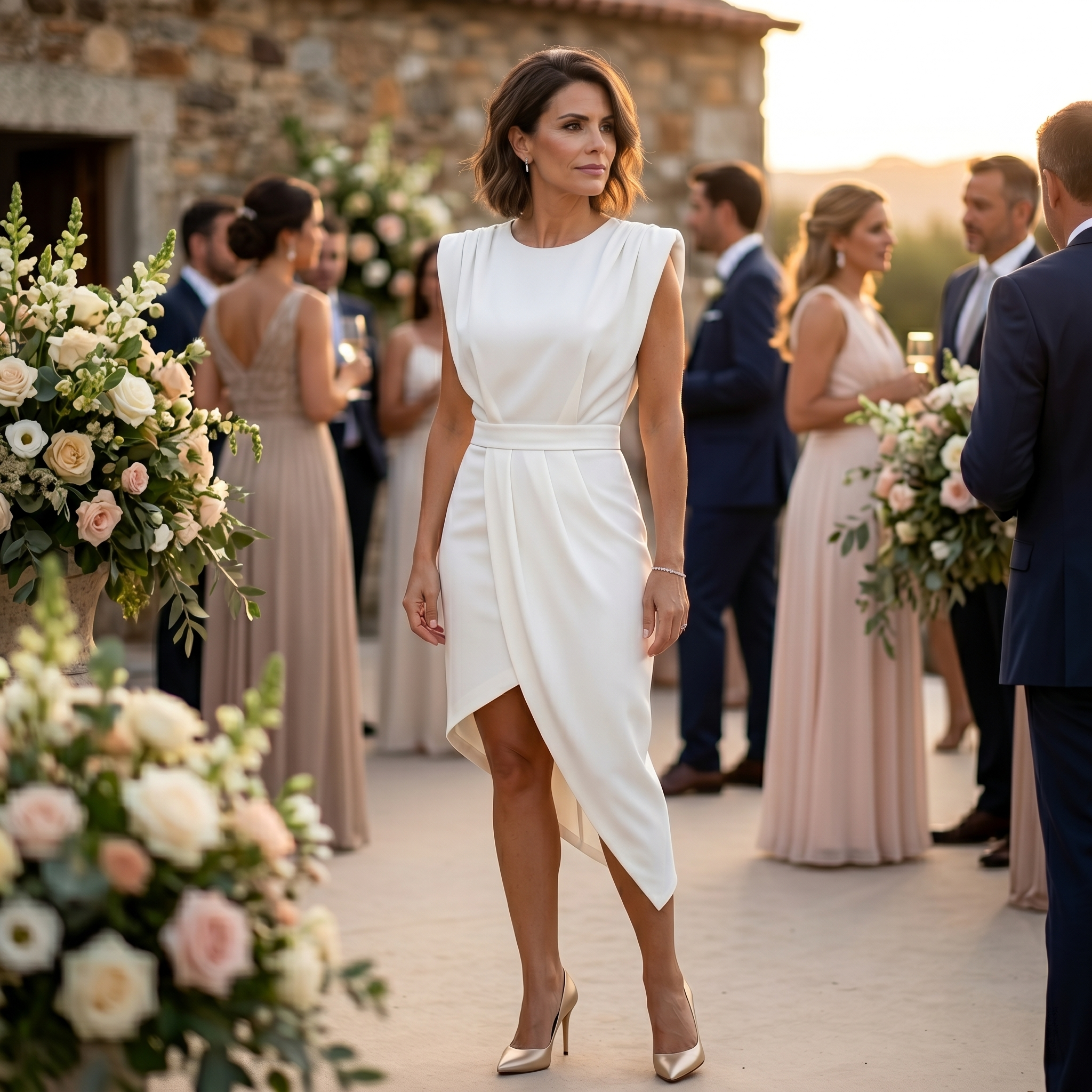 Maja | Robe asymétrique à épaules structurées Blanc