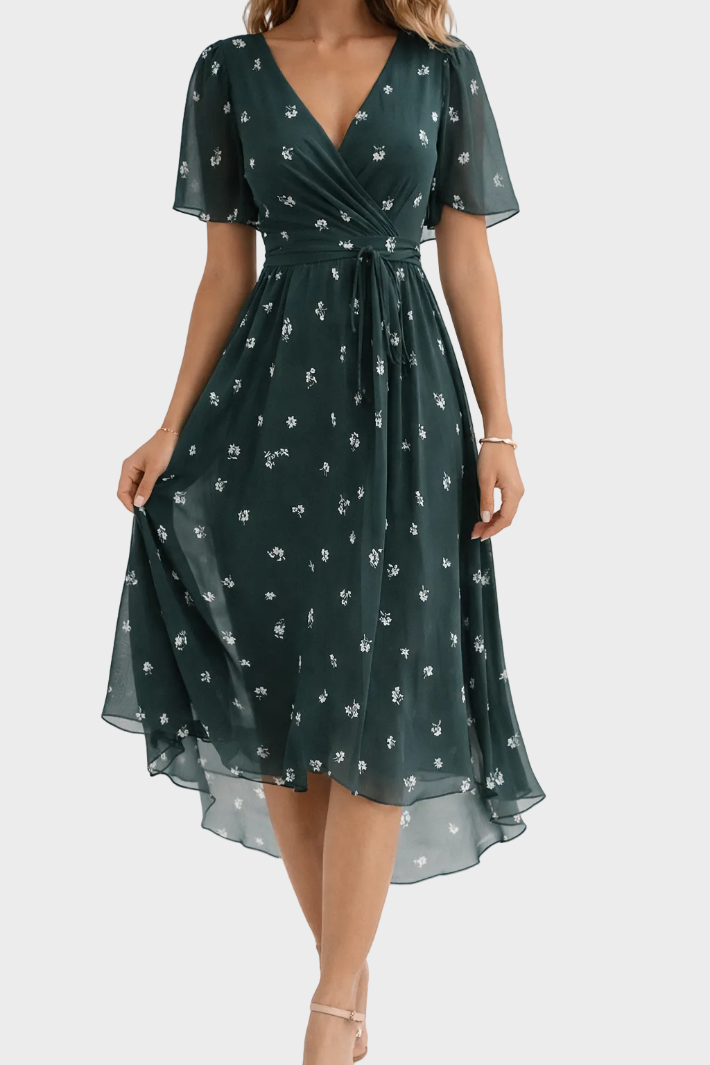 Mia | Robe courte fleurie élégante Vert
