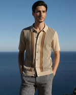 Contrast Vertical Stripe Knit Polo