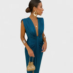 Morgane | Robe drapée à décolleté plongeant